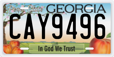 GA license plate CAY9496