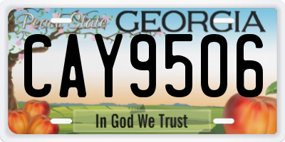 GA license plate CAY9506