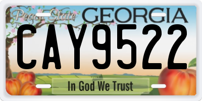 GA license plate CAY9522