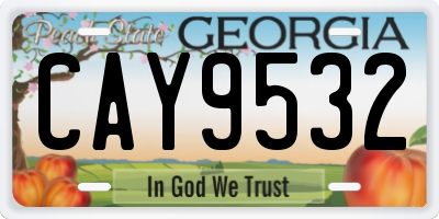 GA license plate CAY9532