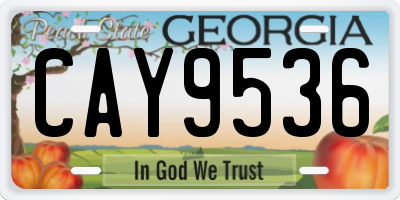 GA license plate CAY9536