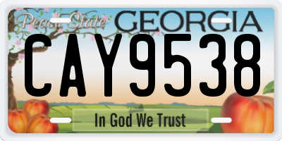 GA license plate CAY9538