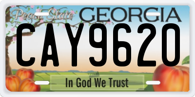 GA license plate CAY9620