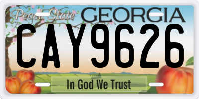 GA license plate CAY9626