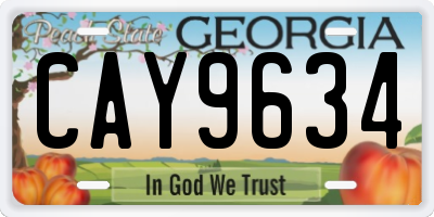 GA license plate CAY9634