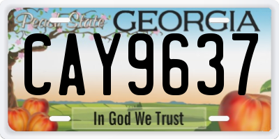 GA license plate CAY9637
