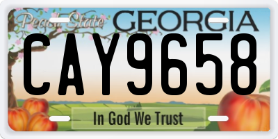 GA license plate CAY9658