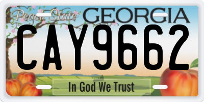 GA license plate CAY9662