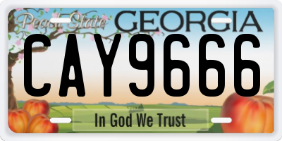 GA license plate CAY9666
