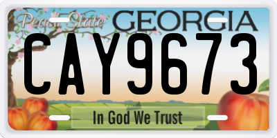 GA license plate CAY9673