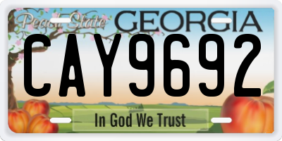 GA license plate CAY9692