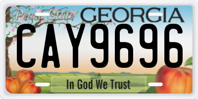 GA license plate CAY9696