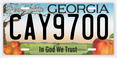 GA license plate CAY9700