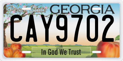 GA license plate CAY9702