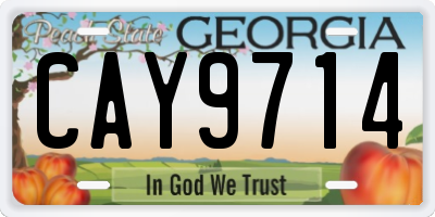 GA license plate CAY9714