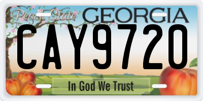 GA license plate CAY9720