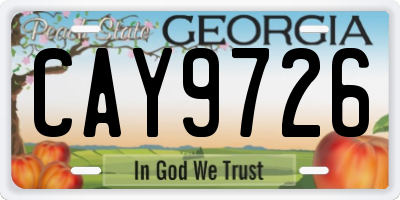 GA license plate CAY9726