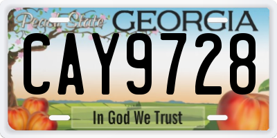 GA license plate CAY9728
