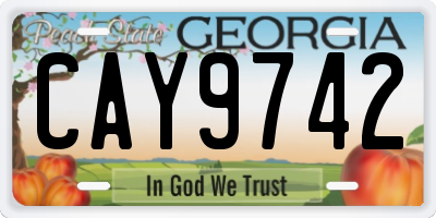 GA license plate CAY9742