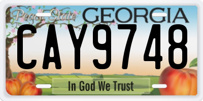 GA license plate CAY9748