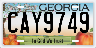 GA license plate CAY9749