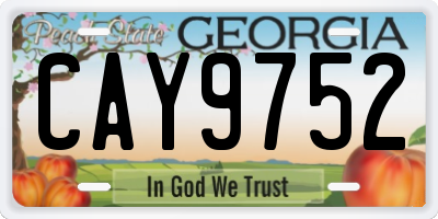 GA license plate CAY9752