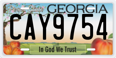 GA license plate CAY9754