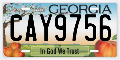 GA license plate CAY9756