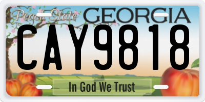GA license plate CAY9818