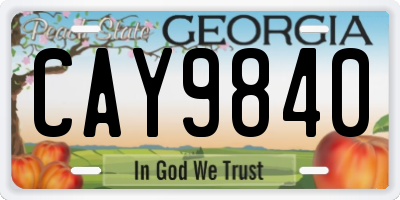 GA license plate CAY9840