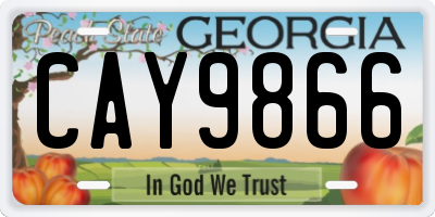GA license plate CAY9866