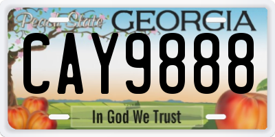 GA license plate CAY9888