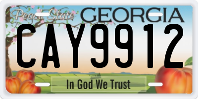 GA license plate CAY9912
