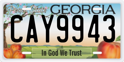 GA license plate CAY9943