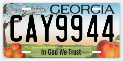 GA license plate CAY9944