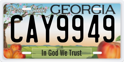 GA license plate CAY9949