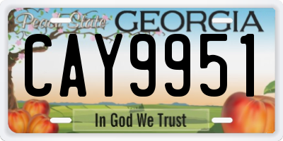GA license plate CAY9951