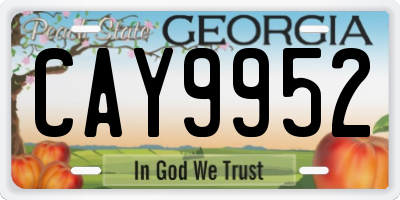 GA license plate CAY9952