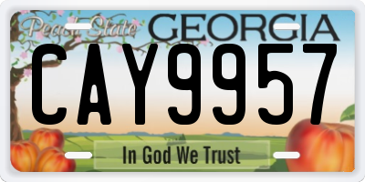 GA license plate CAY9957