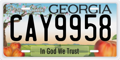 GA license plate CAY9958