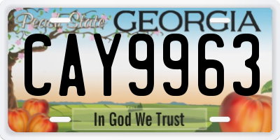 GA license plate CAY9963