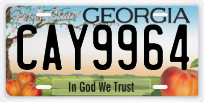 GA license plate CAY9964