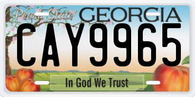 GA license plate CAY9965