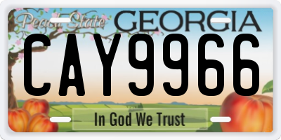 GA license plate CAY9966