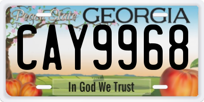 GA license plate CAY9968