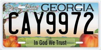 GA license plate CAY9972