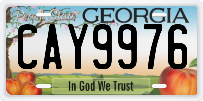 GA license plate CAY9976