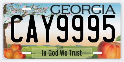 GA license plate CAY9995