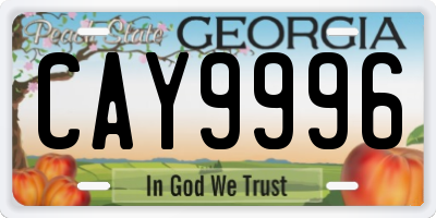GA license plate CAY9996
