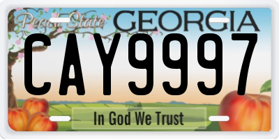 GA license plate CAY9997